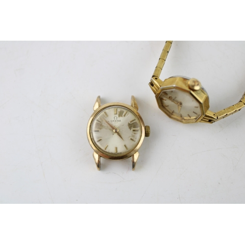 544 - Two vintage, Omega, gold plated, lady's wristwatches, one of decahedron form the signed champagne di... 