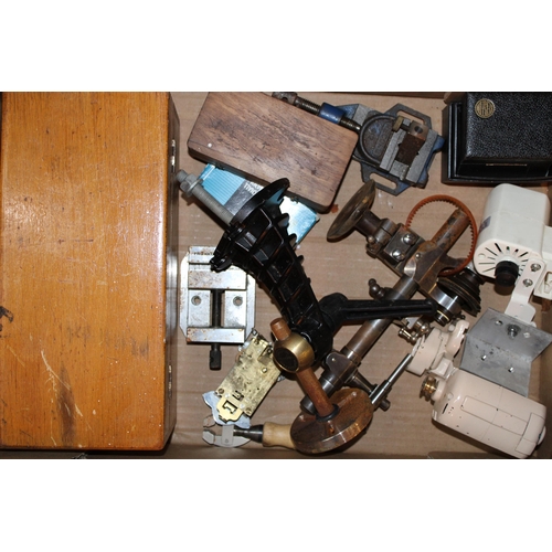 548 - A collection of watchmakers tool and accessories to include watch makers lathes, 'Boley & Leinen' pa... 