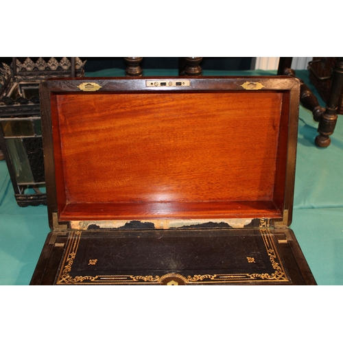 553 - A collection of c19th Victorian Wooden boxes to include a very large walnut and brass bound writing ... 