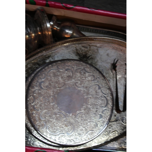 558 - A large quantity of silver plated items to include trays, cutlery, bowls and other similar examples.... 