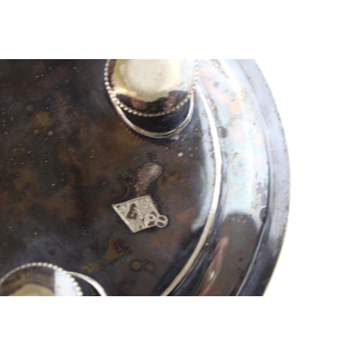 562 - Victorian silver plated aesthetic movement biscuit barrel, shaped example, 21cm wide.