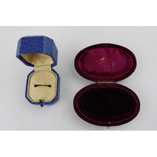 623 - Two antique / vintage jewelley boxes - A ring box and larger brooch display box 8cm wide.