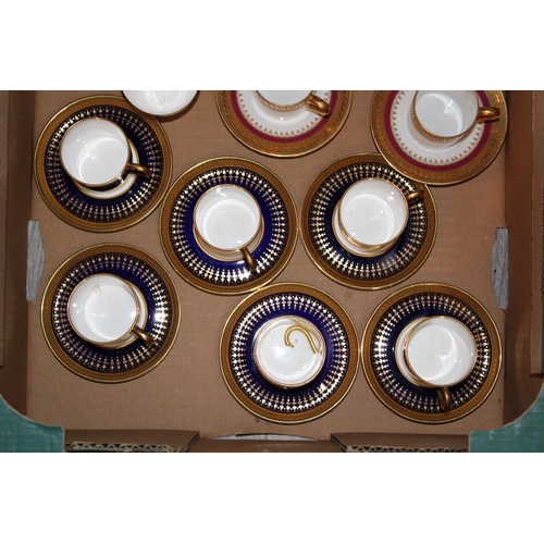 76 - A collection of Coalport tea ware in the 'Divinity Blue' pattern to include tea pot, six trios, two ... 