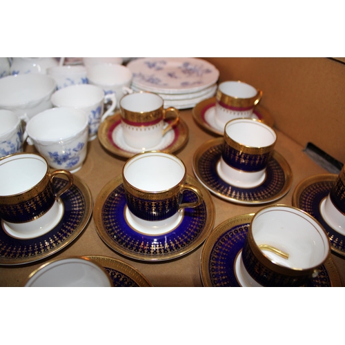 76 - A collection of Coalport tea ware in the 'Divinity Blue' pattern to include tea pot, six trios, two ... 