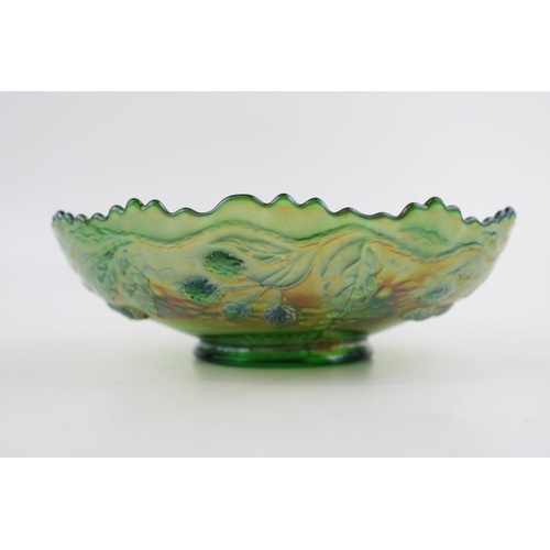 270C - Fenton USA carnival glass bowl, circa 1911, orange tree in green colourway, 21cm diameter.