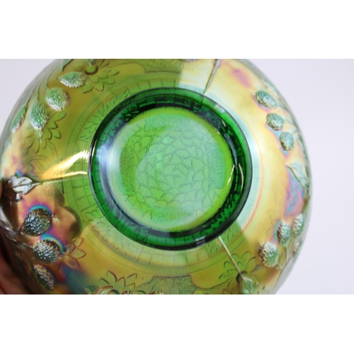 270C - Fenton USA carnival glass bowl, circa 1911, orange tree in green colourway, 21cm diameter.