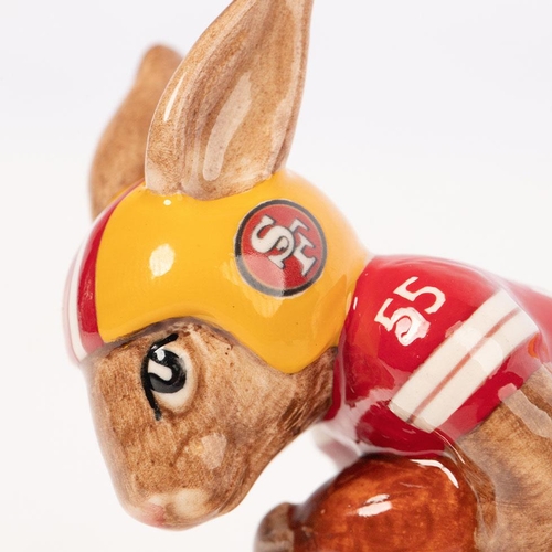 219 - Royal Doulton Prototype Touchdown Bunnykins, made in San Francisco 49ers colourway, with Royal Doult... 