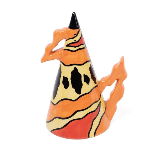 230 - Lorna Bailey sugar shaker in the 'Fire' pattern, limited edition, 14cm tall.