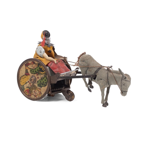 65 - Lehmann 1920's Mechanical Tinplate Toy No. 425 'The Balky Mule Clown'. Litho printed 'Made in German... 