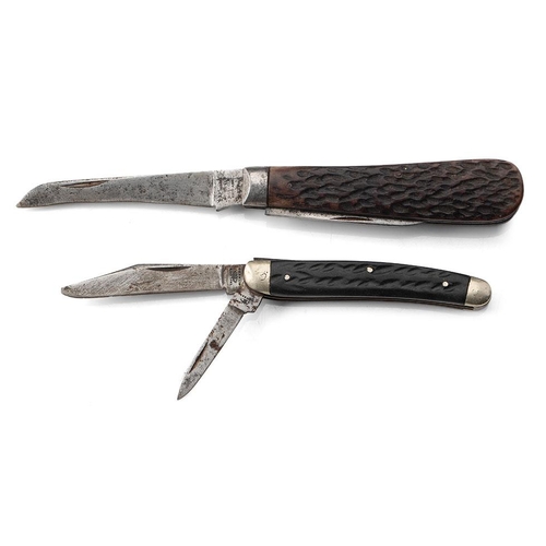 9 - A bone handle George Wostenholm IXL Sheffield two blade pocket knife with a Taylor's Eye Witness two... 