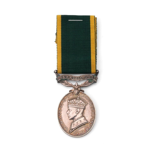 96 - A George VI Territorial Efficiency silver medal awarded to Sgt J.S. Payne Royal Artillery