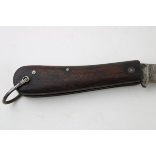 16 - Early c20th rosewood handle sheffield pruner pruning folding pocket knife c1920