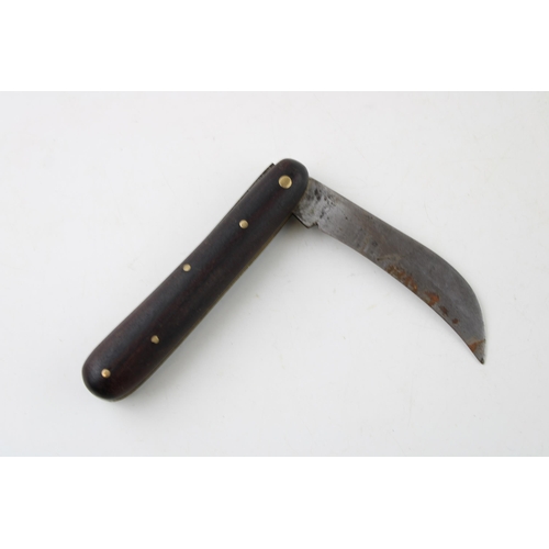 17 - early c20th rosewood handle Sheffield folding pocket pruner pruning knife c1920