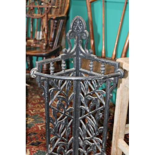 20 - A Victorian cast iron umbrella / stick stand with stylised leaf design to sides, Registered Design N... 