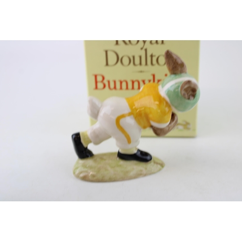 217 - Royal Doulton Bunnykins figure Touchdown DB99, in Notre Dame college colours.