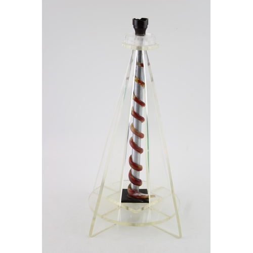 24 - An Art Deco lucite / perspex table lamp, Coiled snake to central aluminium column, bakelite bulb hol... 