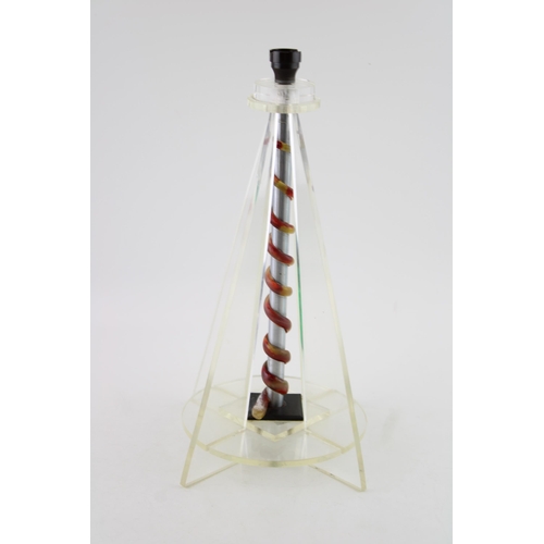 24 - An Art Deco lucite / perspex table lamp, Coiled snake to central aluminium column, bakelite bulb hol... 