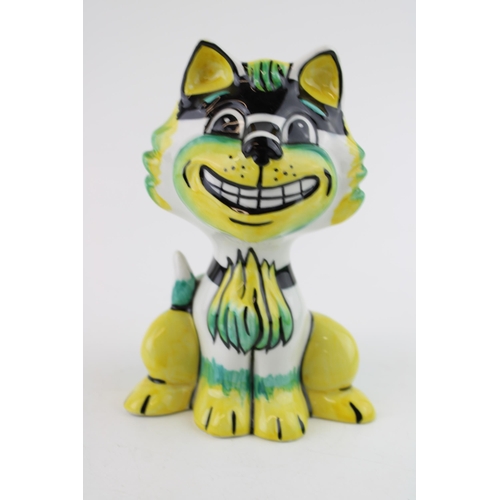 241 - Lorna Bailey 'Grinning' the Cat in yellow and green colourway.