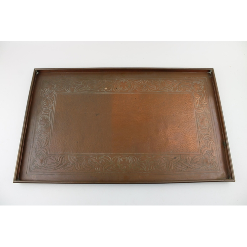 25 - Early c20th Arts and Crafts Keswick School of Industrial Arts copper tray with repousse decoration K... 