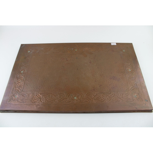 25 - Early c20th Arts and Crafts Keswick School of Industrial Arts copper tray with repousse decoration K... 