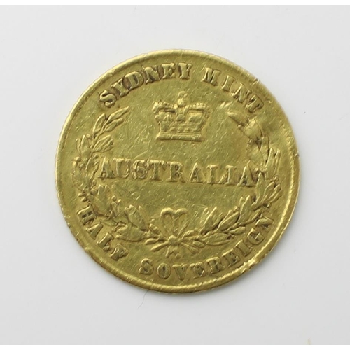 252 - Australia HALF sovereign coin Sydney mint 1863, small dent.