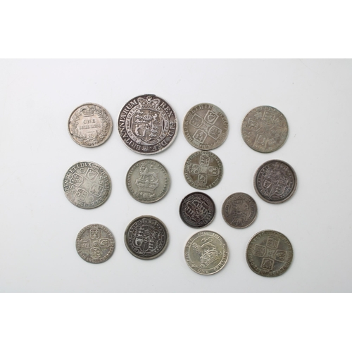 256 - A good collection of silver coins from Queen Anne and later to include George II and others, largest... 