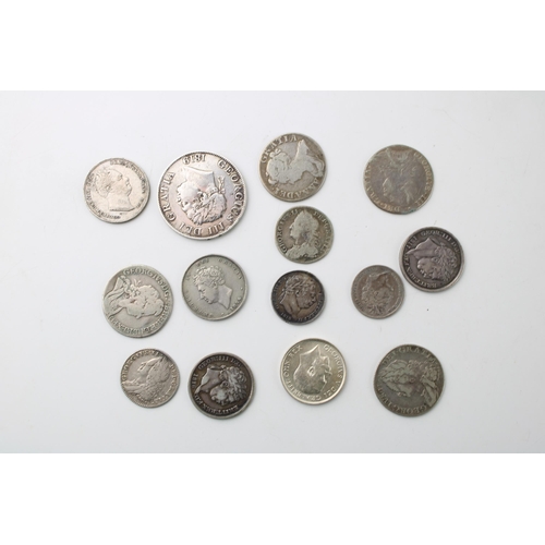 256 - A good collection of silver coins from Queen Anne and later to include George II and others, largest... 