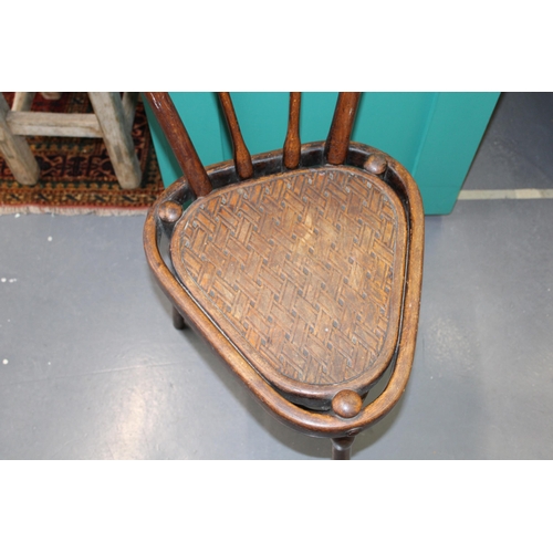 27 - Rare three leg early c20th Thonet Austria No. 2 bentwood chair with label stating 'Thonet, Wien 2' c... 