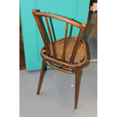 27 - Rare three leg early c20th Thonet Austria No. 2 bentwood chair with label stating 'Thonet, Wien 2' c... 