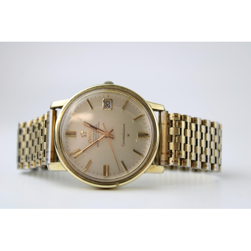 272 - An Omega Constellation Automatic Chronometer, date movement, gold cased with gold plated Omega brace... 