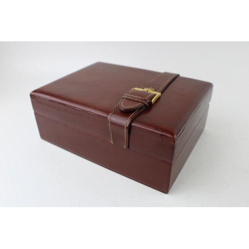 276 - A Vintage brown leather Rolex President watch box, ref. 56001, with buckle lid, Width 20cm, Depth 15... 