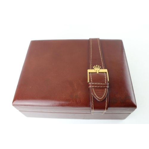 276 - A Vintage brown leather Rolex President watch box, ref. 56001, with buckle lid, Width 20cm, Depth 15... 