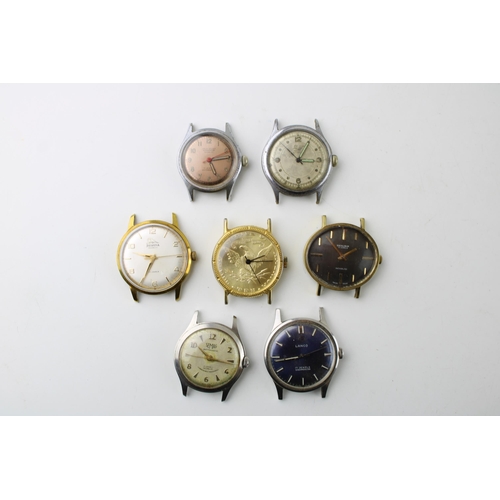 277 - A group of seven vintage manual wind watches many with Incabloc movements  and an unbranded example ... 