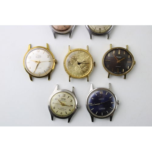 277 - A group of seven vintage manual wind watches many with Incabloc movements  and an unbranded example ... 