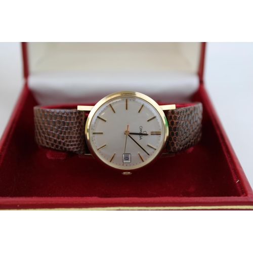 286A - An 1979 Omega 9ct gold gentleman's wristwatch, ref 1325017 gold tone dial with signature and applied... 