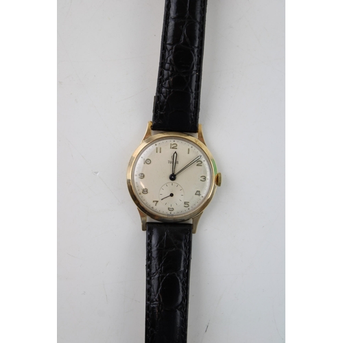 286B - A 9ct gold Rolex Tudor gentleman's wristwatch. c1950s. Edinburgh hallmark to inner case. Off white d... 