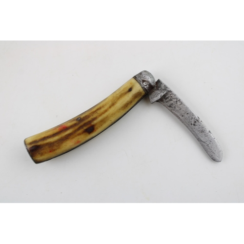 4 - Late c19th Victorian Saynor Obtain Sheffield bone handle flat cap folding pocket knife c1890