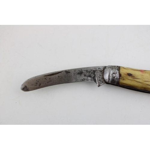 4 - Late c19th Victorian Saynor Obtain Sheffield bone handle flat cap folding pocket knife c1890