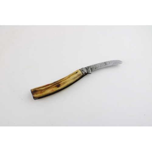 4 - Late c19th Victorian Saynor Obtain Sheffield bone handle flat cap folding pocket knife c1890