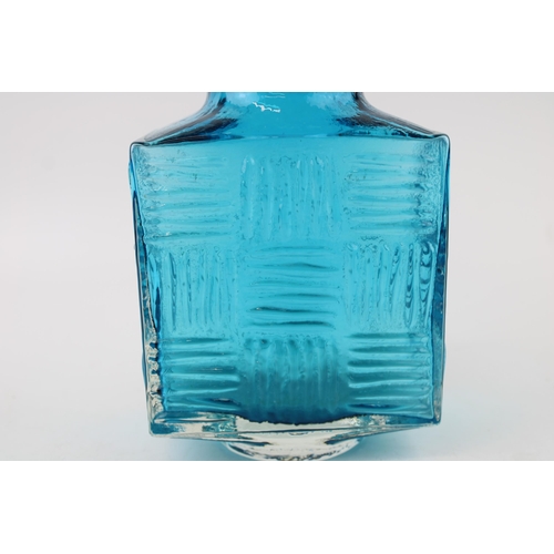 40 - Whitefriars 'Stitched Cube' vase in kingfisher blue colourway, 15.5cm tall.