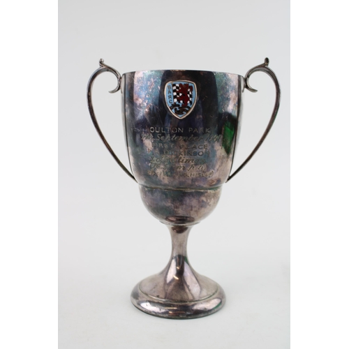 56 - A BARC British Automobile Racing Club silver plated Trophy by Walker & Hall Sheffield presented at i... 