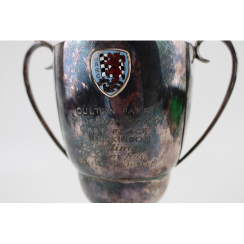 56 - A BARC British Automobile Racing Club silver plated Trophy by Walker & Hall Sheffield presented at i... 