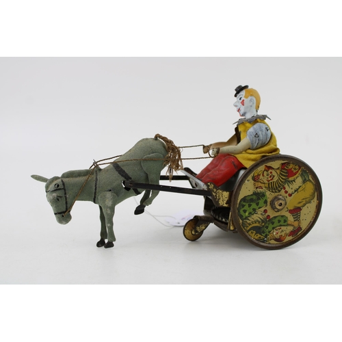 65 - Lehmann 1920's Mechanical Tinplate Toy No. 425 'The Balky Mule Clown'. Litho printed 'Made in German... 