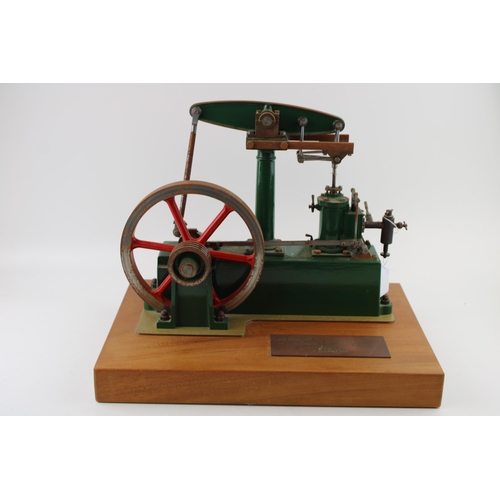 72 - Stuart Turner stationary beam engine, red and green, fly wheel 7