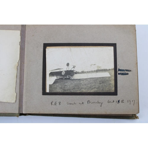 74 - A WW1 1917 dated photograph album belonging to John E Blair Royal Flying Corps 'snaps in training' w... 