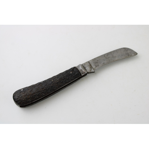 8 - A scarce Farmer Colchester marked Sheffield made bone handle pruner pruning Pocket knife c1900.