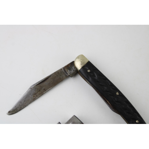 9 - A bone handle George Wostenholm IXL Sheffield two blade pocket knife with a Taylor's Eye Witness two... 