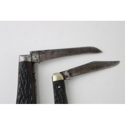 9 - A bone handle George Wostenholm IXL Sheffield two blade pocket knife with a Taylor's Eye Witness two... 