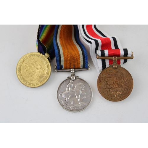 94 - WW1 Victory Medal with War Service Medal and Special Constabulary Long Service Medal awarded to Pte ... 