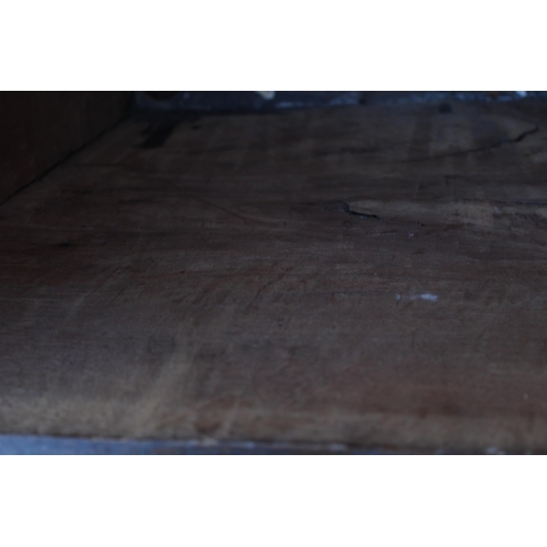 32A - 17th or 18th century oak coffer / blanket box, each side a single plank, with metal fixtures and fit... 